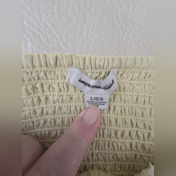 American Eagle Yellow Strap Women's Top Bustie Crop Strapless Lemon Size L - Picture 3 of 7